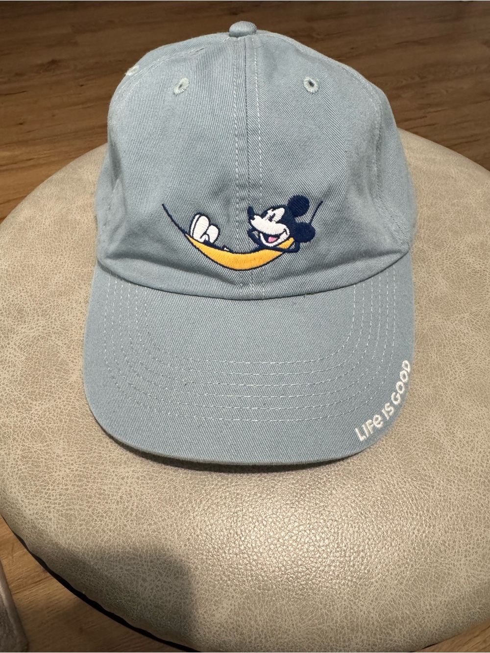 Life Is Good Light Blue Baseball Cap with Playful Character Embroidery